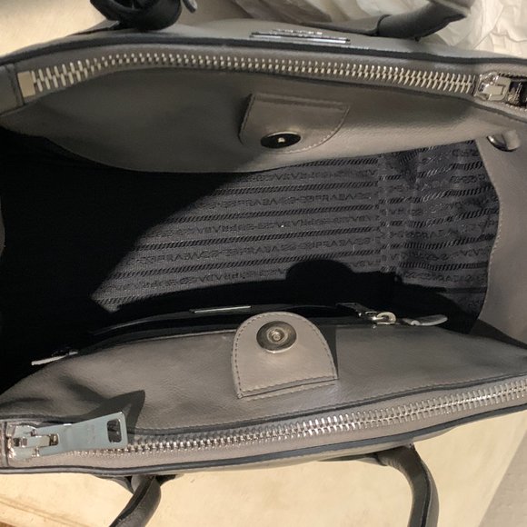 Prada Twin Pocket Glace Calf Tote - Grey - Picture 10 of 12